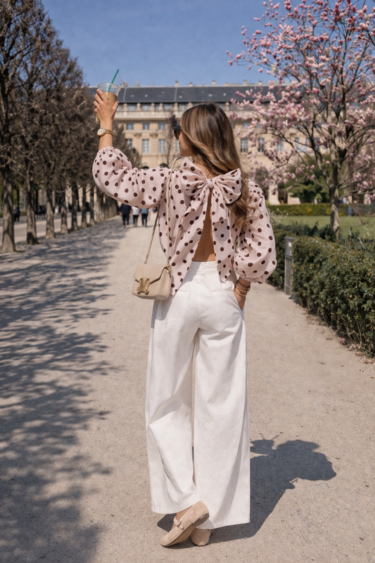 Bluse Schleifen Polka Dots