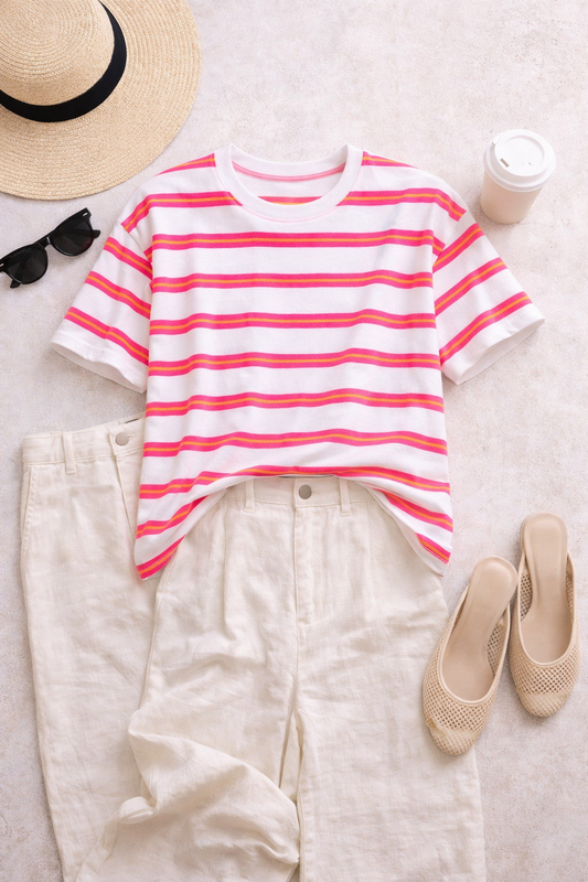 Sweatshirt Kurzarm Neon Weiß