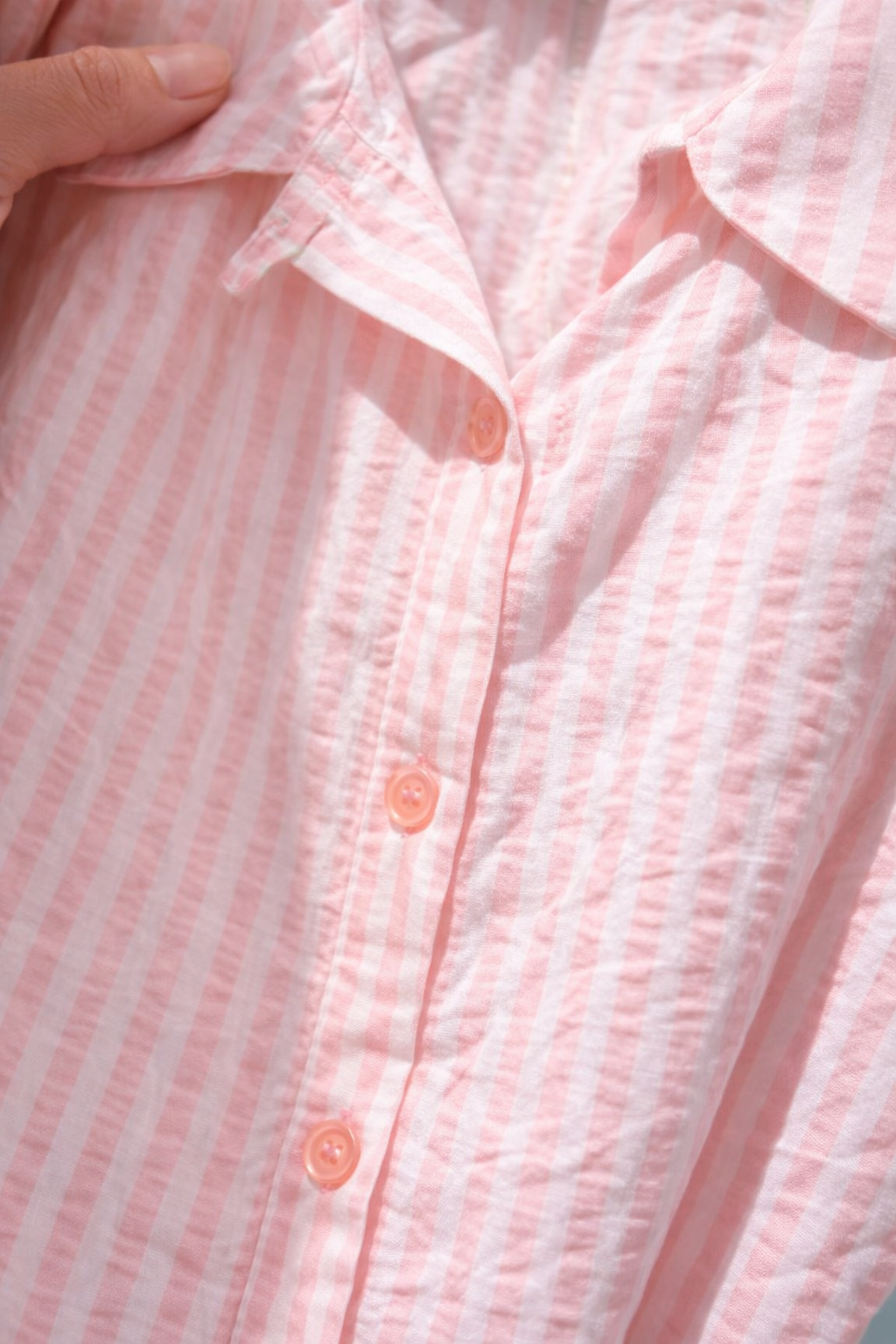 Bluse Langarm Streifen Rosa Weiß