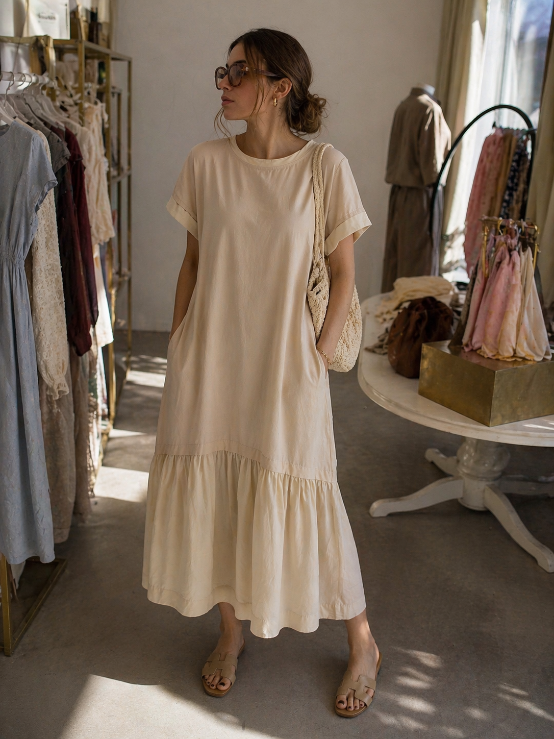 Leinenkleid Volant