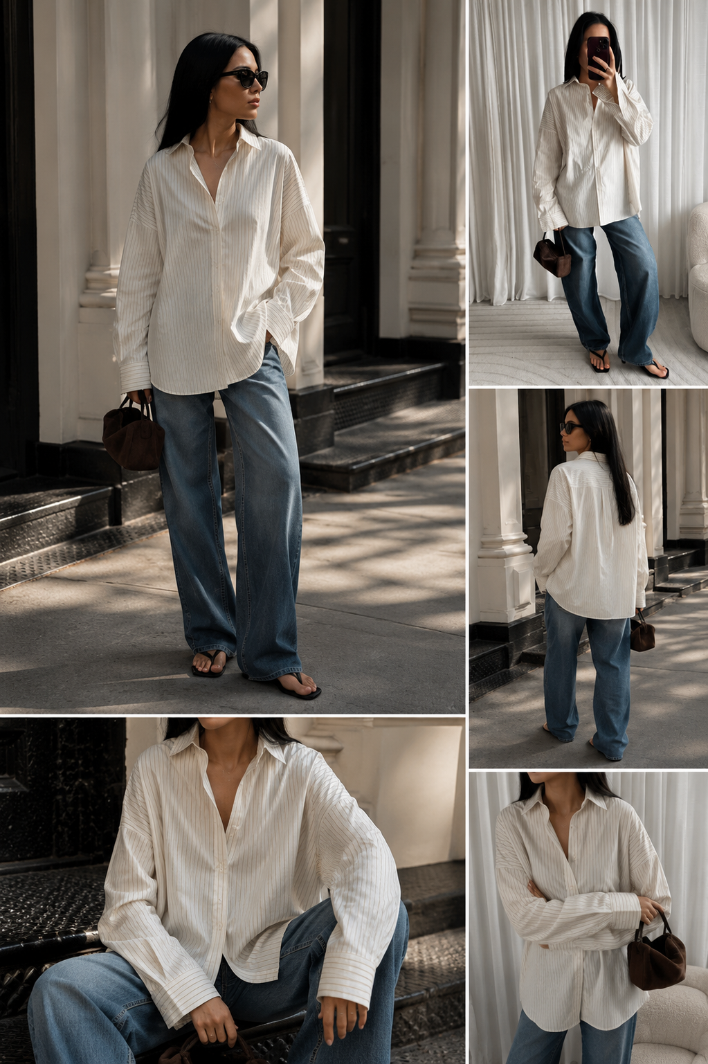 Bluse Weiß Nadelstreifen