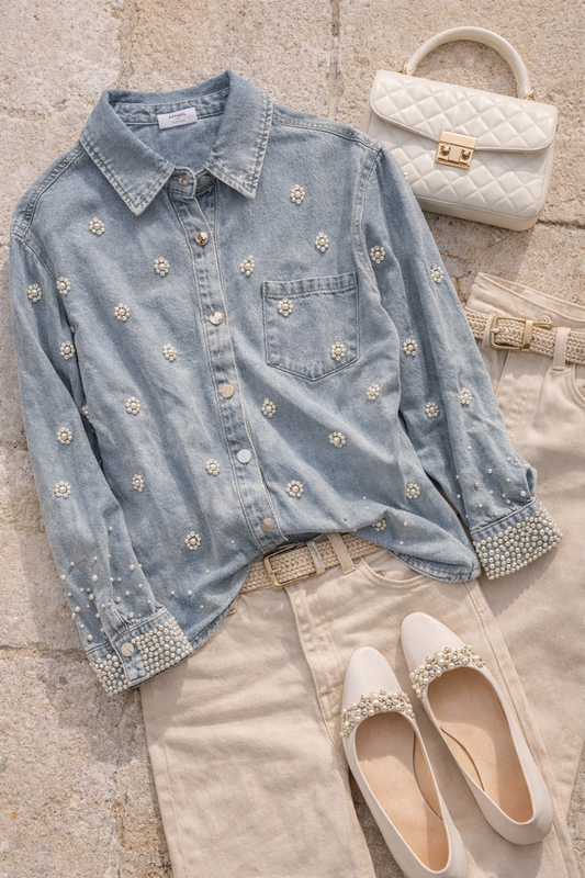 Jeanshemd Perlen