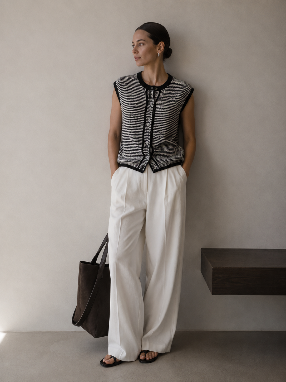Cardigan ohne Arm Streifen
