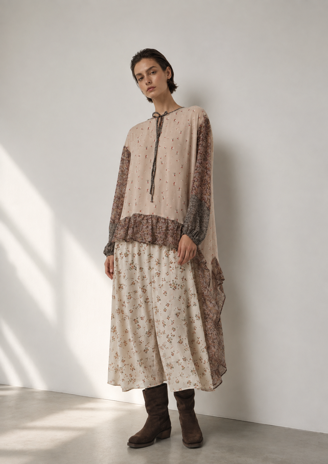 Kleid Flower Beige