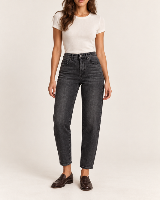 Mom-Jeans Mid Rise – Washed Anthrazit