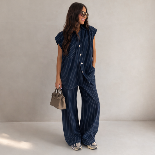 Jeans Weste Nadelstreifen