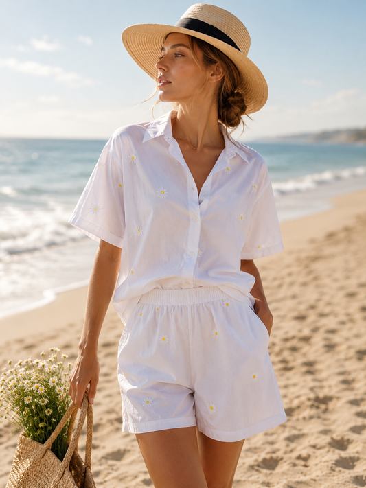 Set Bluse + Shorts Gänseblümchen