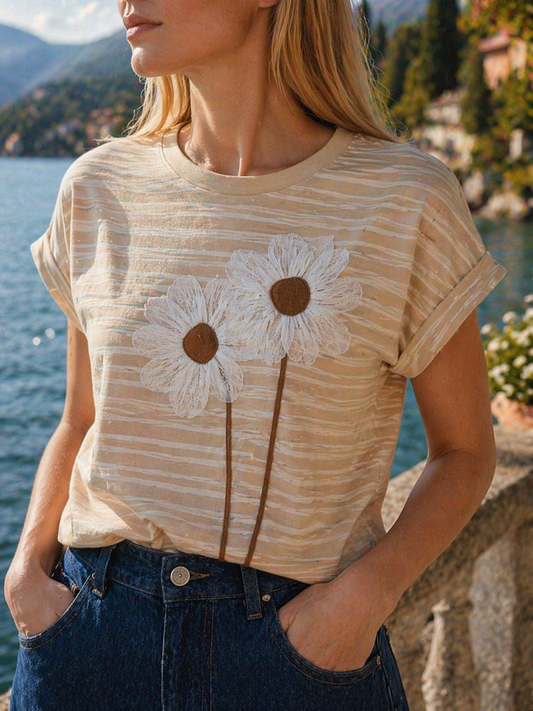 T-Shirt Blume Streifen
