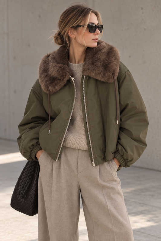 Jacke Khaki Fellimitat