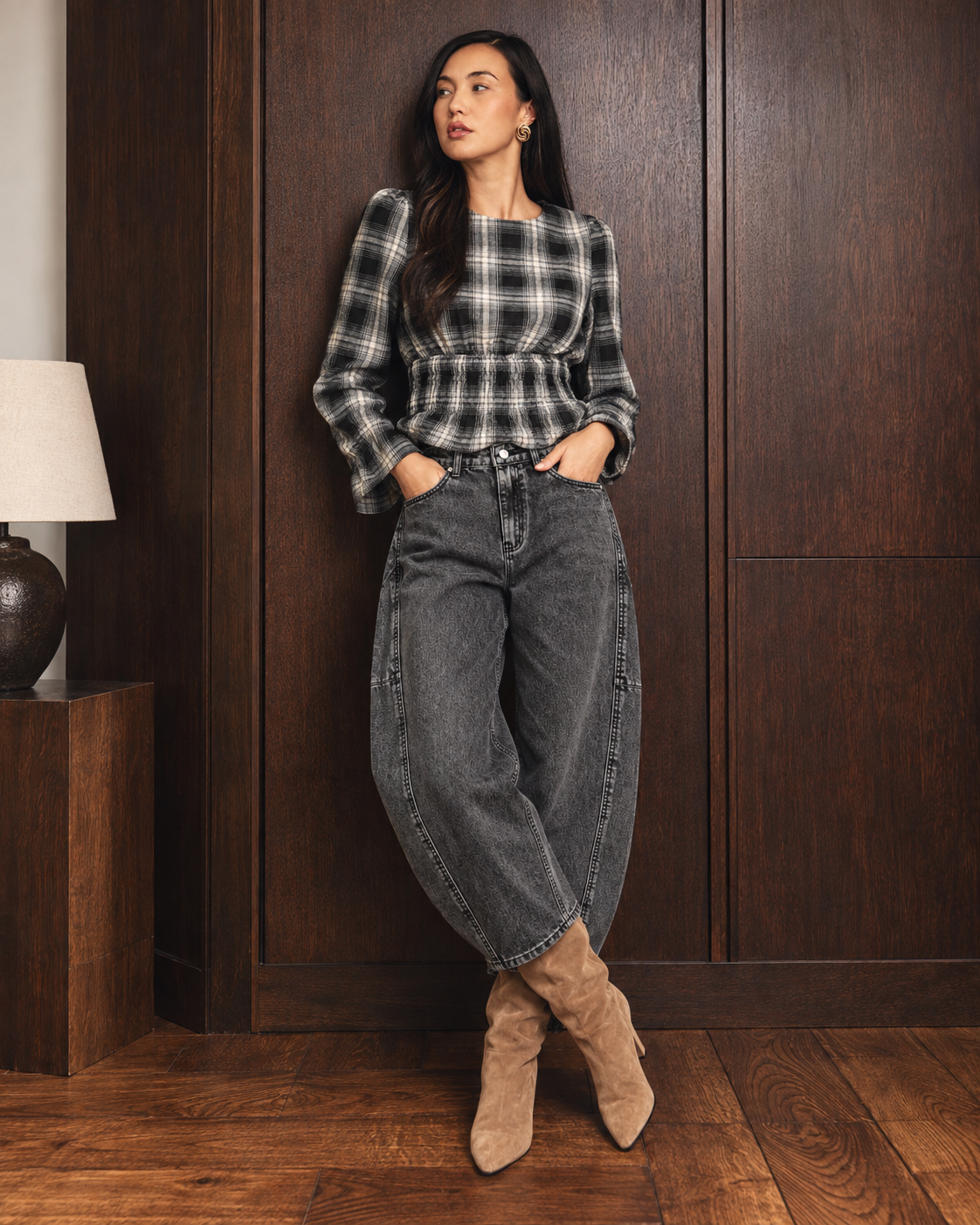 Jeans Barrel-Fit Dunkelgrau