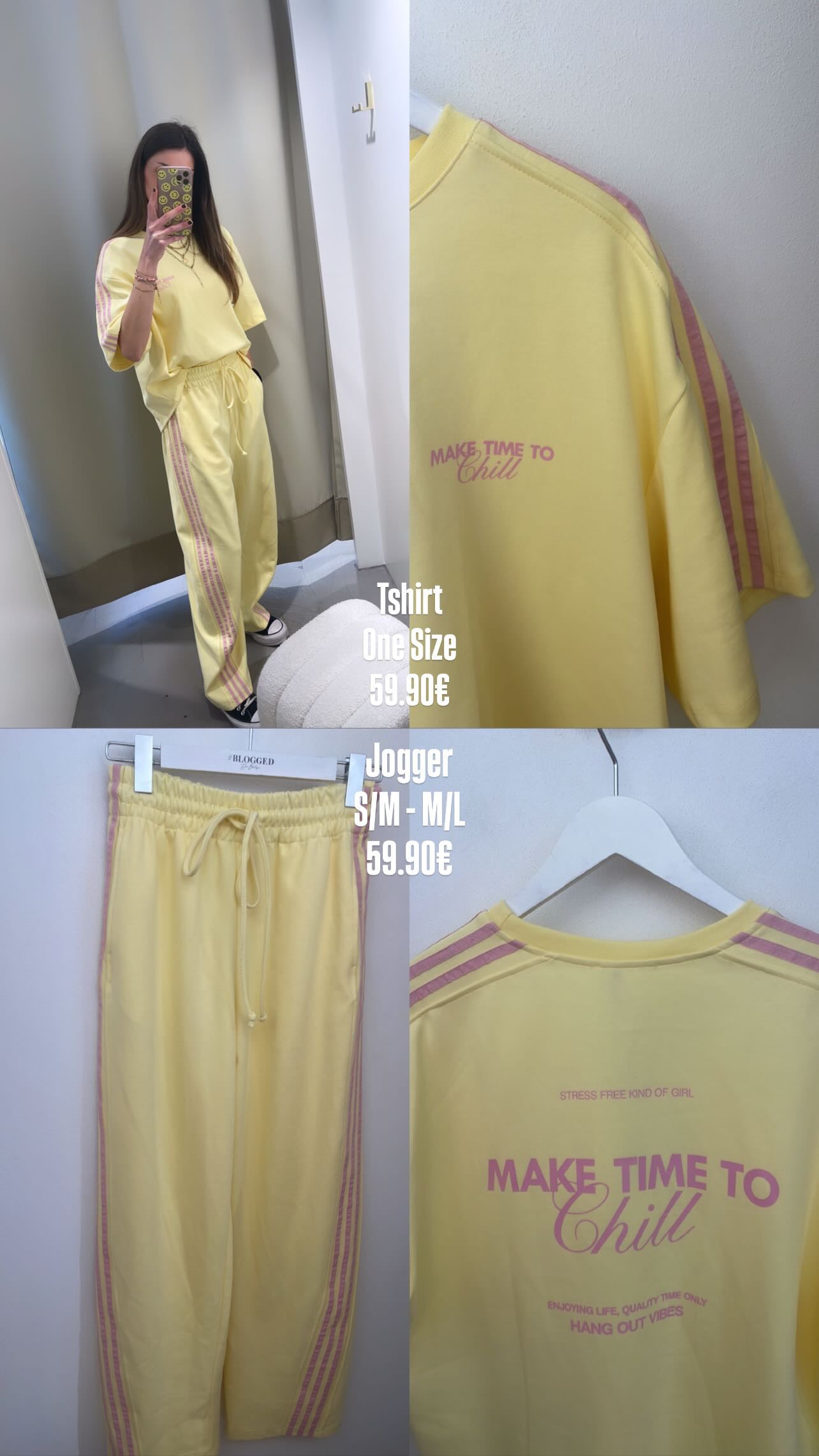 T-Shirt Gelb/Rosa