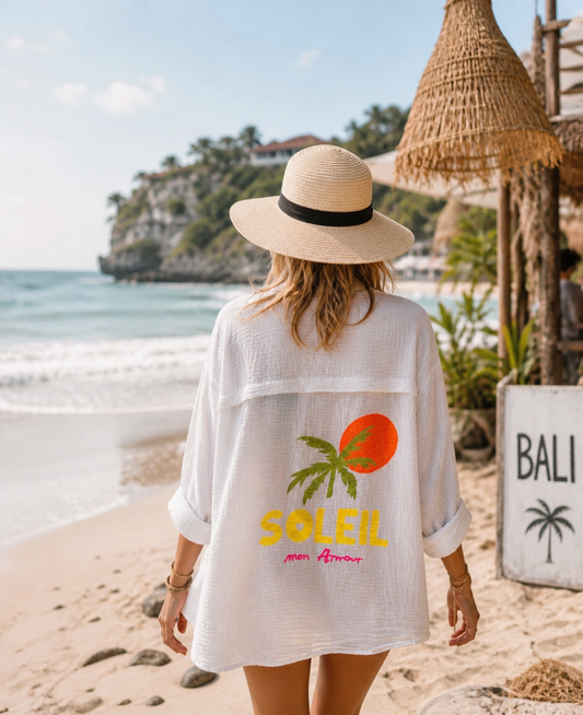 Bluse Musselin Weiß Backprint