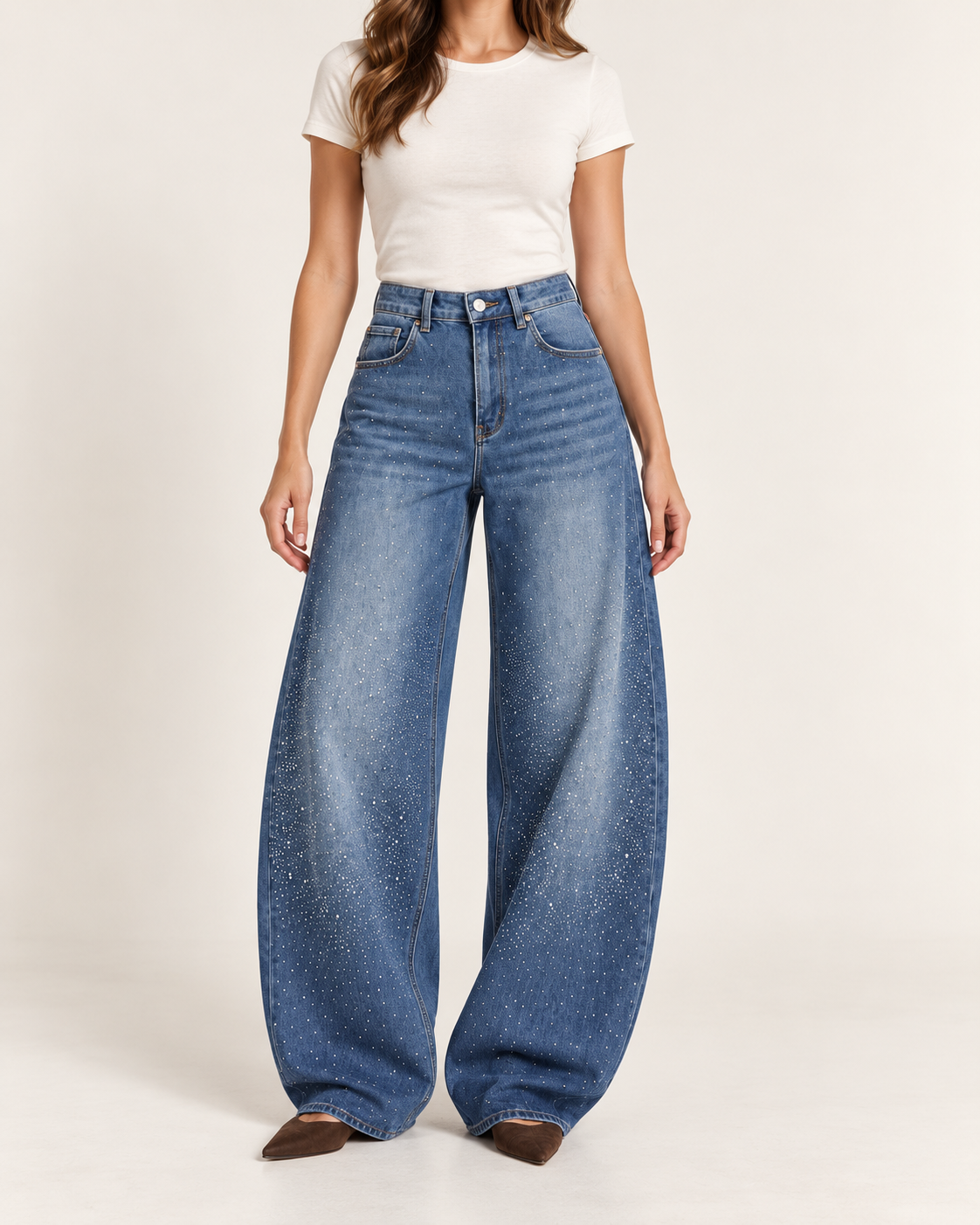 Ballon Jeans mit Glitzerdetails – Blue Denim
