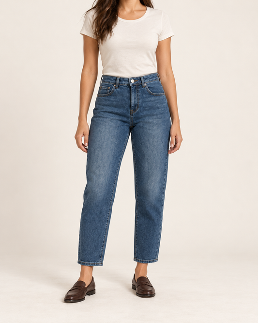 Mom-Jeans Mid Rise – Blue Denim