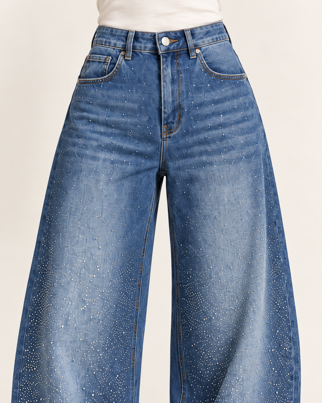 Ballon Jeans mit Glitzerdetails – Blue Denim