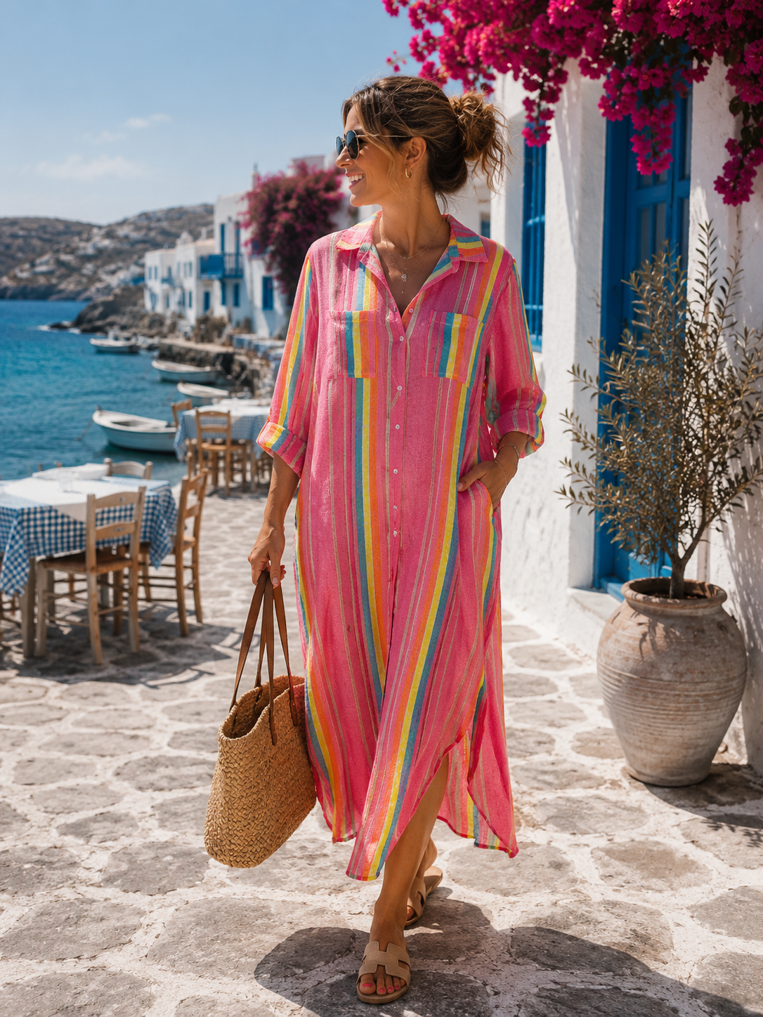 Tunika Kleid Bunte Streifen