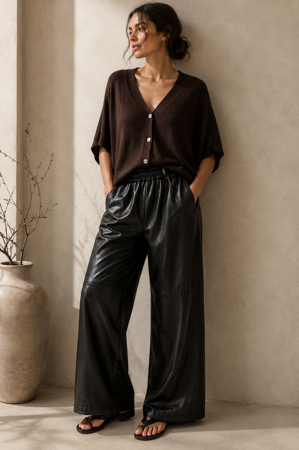 Hose Leder Wide Leg Vegan