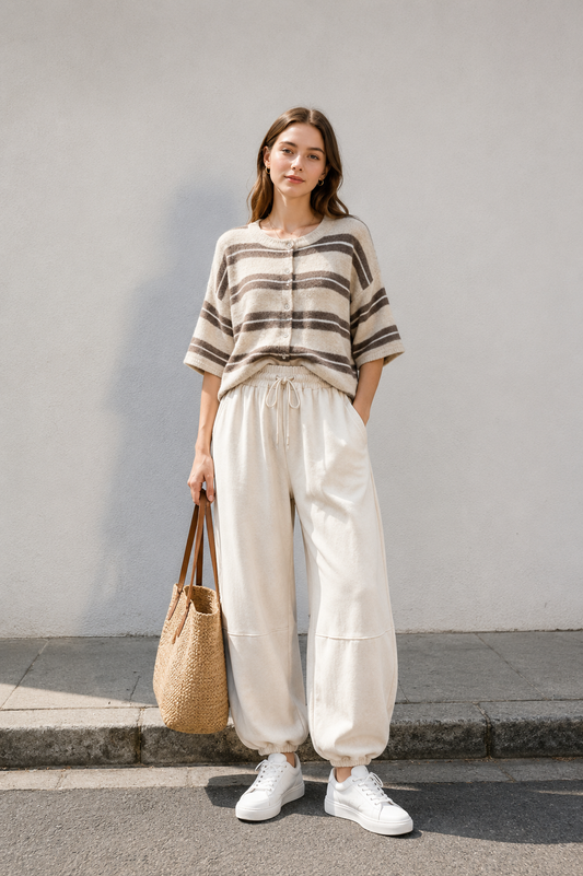 Kurzarm Cardigan Streifen