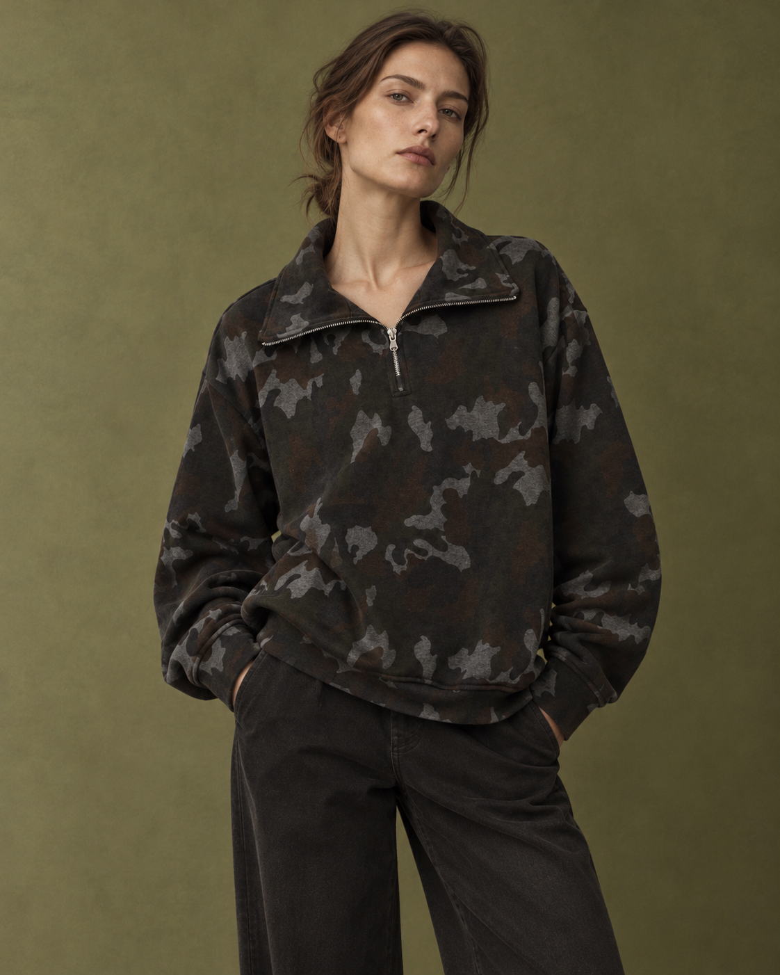 Sweatshirt aus Fleece-Stoff mit Tarnmuster