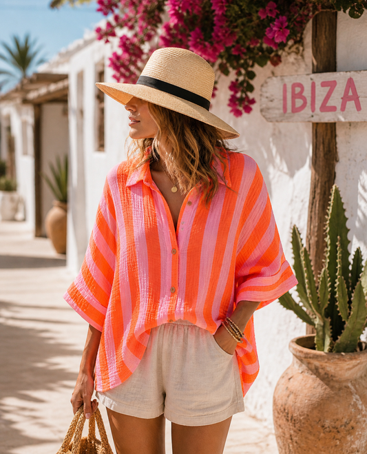 Bluse Musselin Streifen