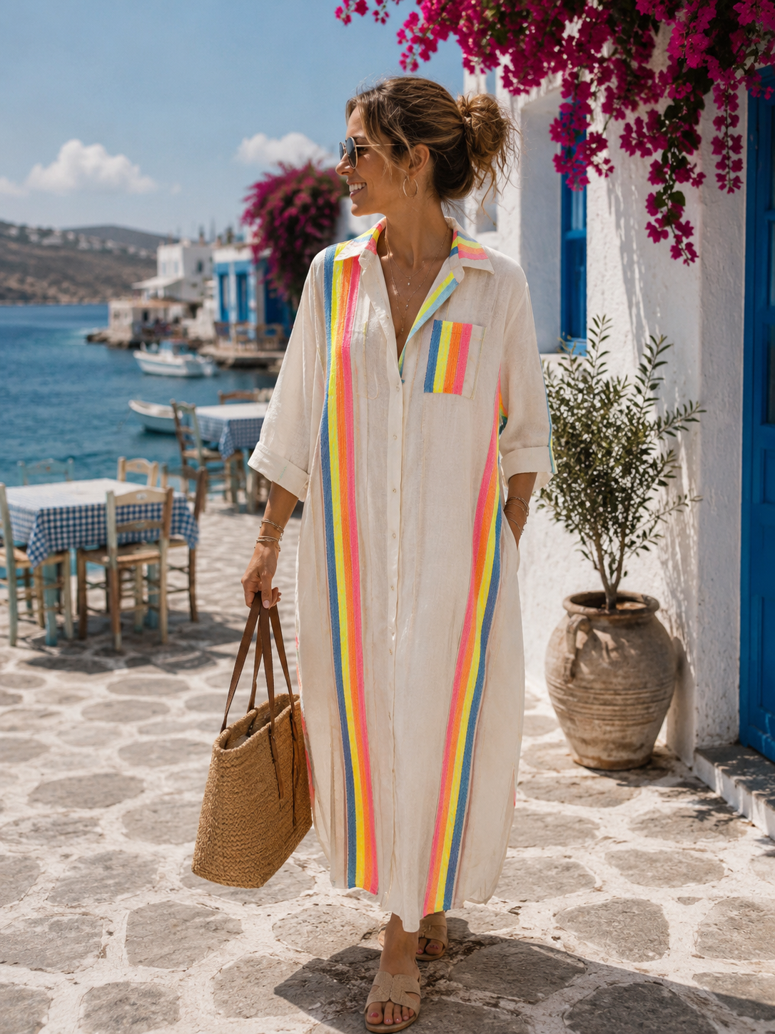 Tunika Kleid Bunte Streifen