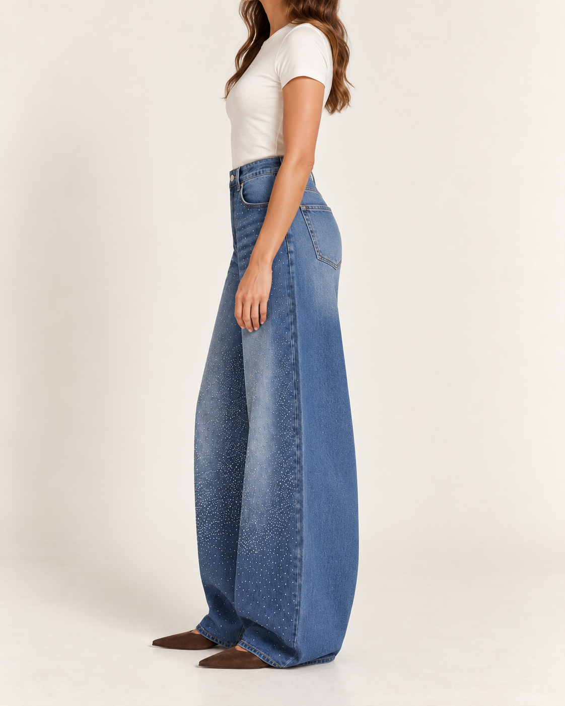 Ballon Jeans mit Glitzerdetails – Blue Denim