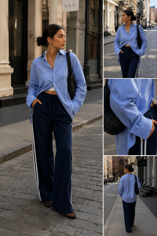 Bluse Blau Streifen