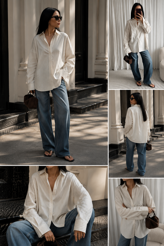 Bluse Weiß Nadelstreifen