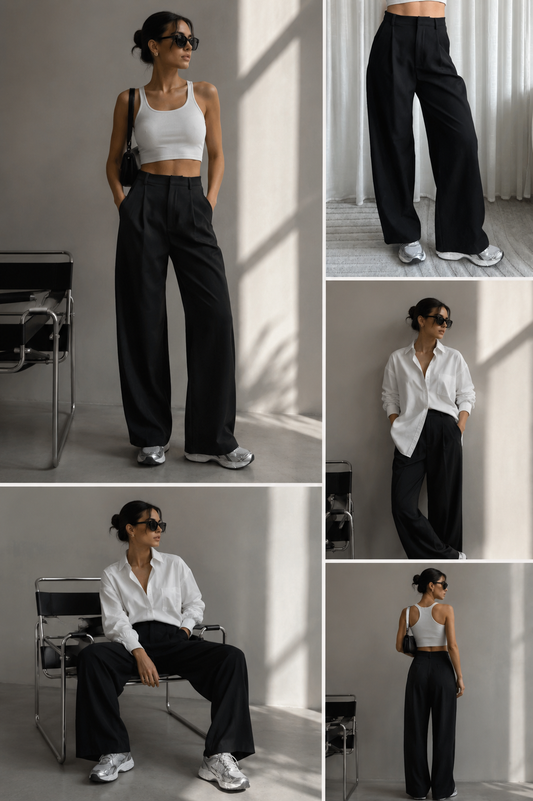 Bundfaltenhose Schwarz