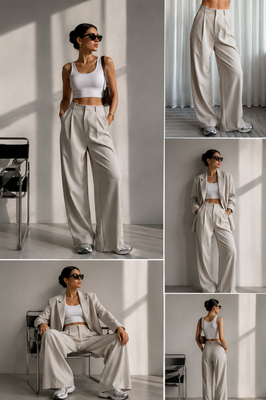 Bundfaltenhose Beige