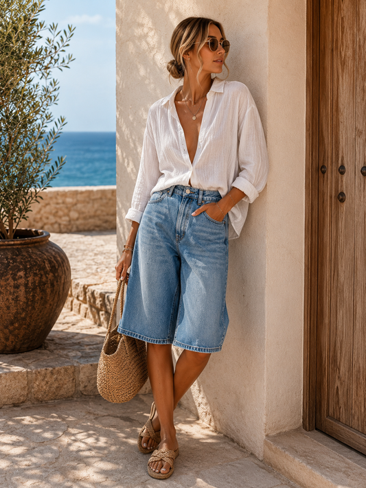 Jeans Bermuda Midi Shorts