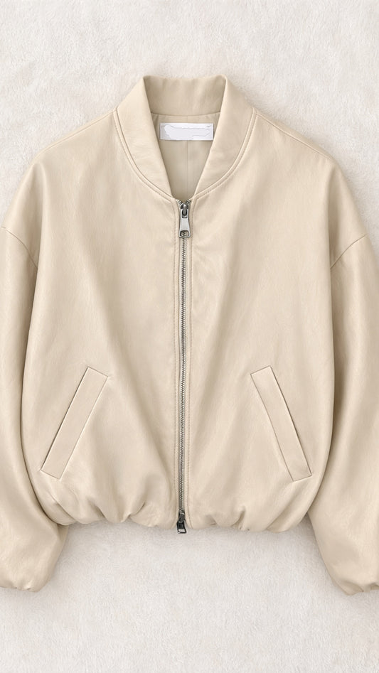 Blouson Kunstleder Beige