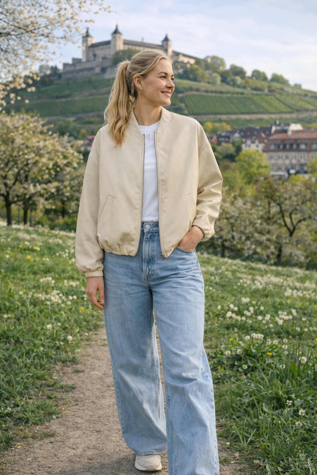 Blouson Kunstleder Beige