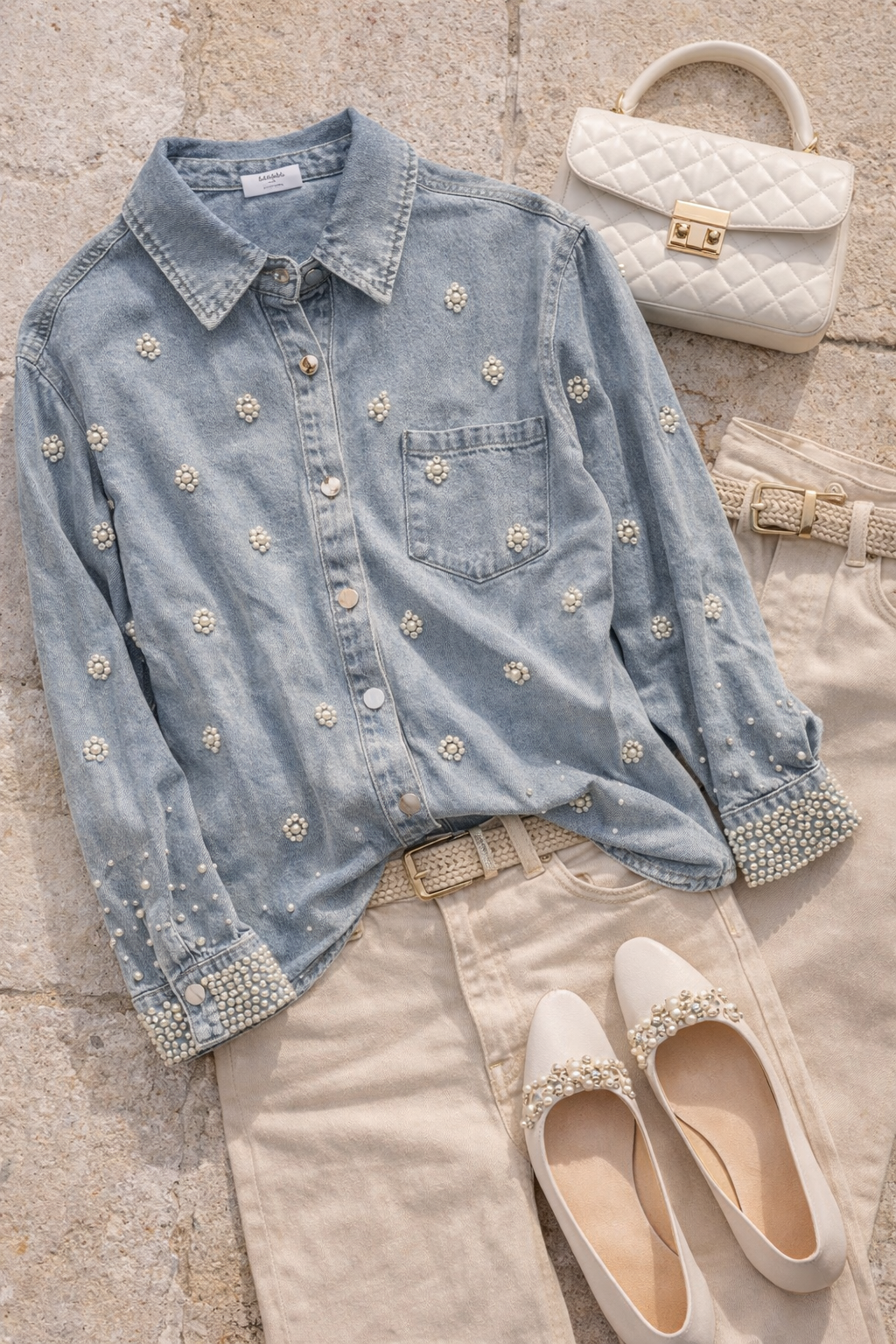Jeanshemd Perlen