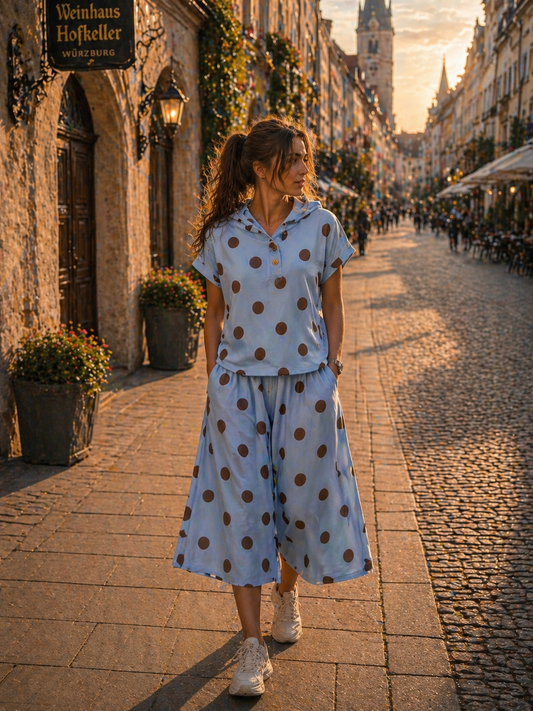 Kurzarm Hoodie Polka Dots