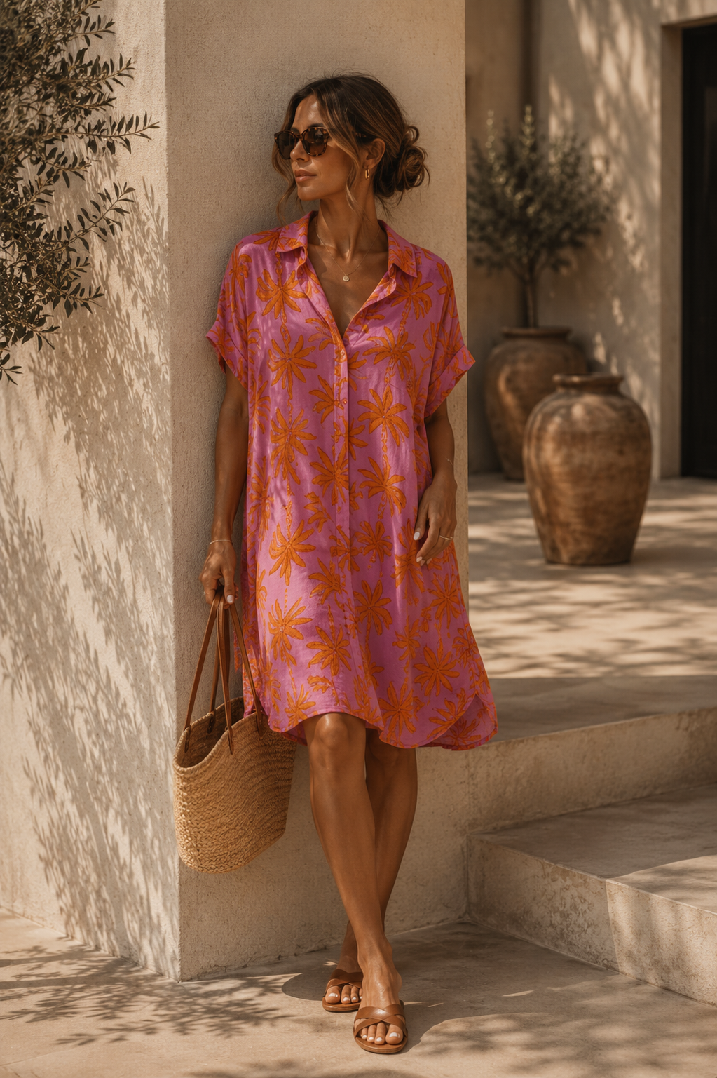 Kleid Tunika Palmen