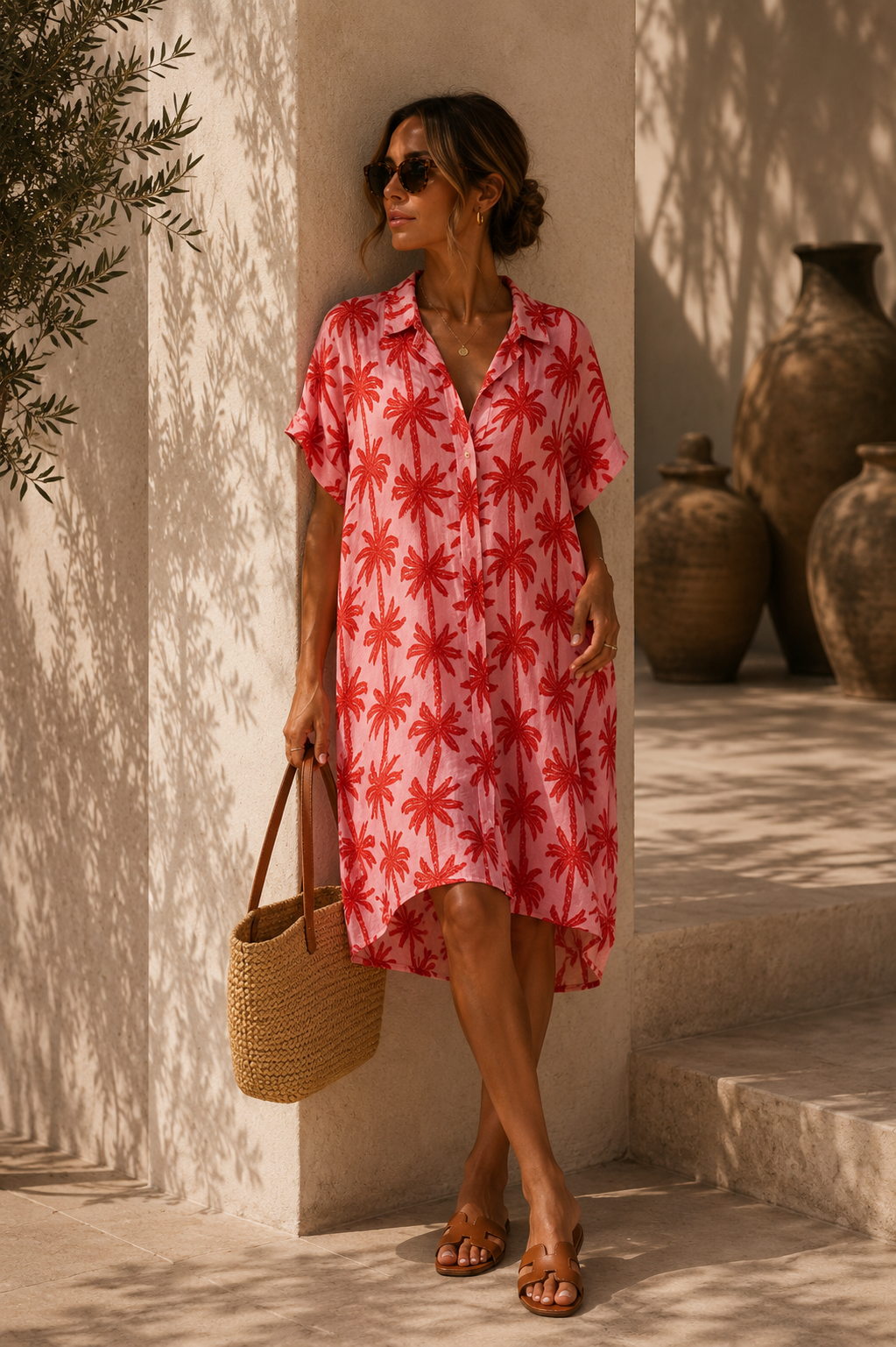 Kleid Tunika Palmen