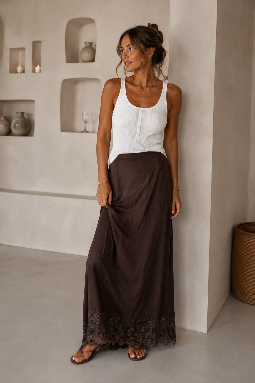 Satin Rock Braun Spitze