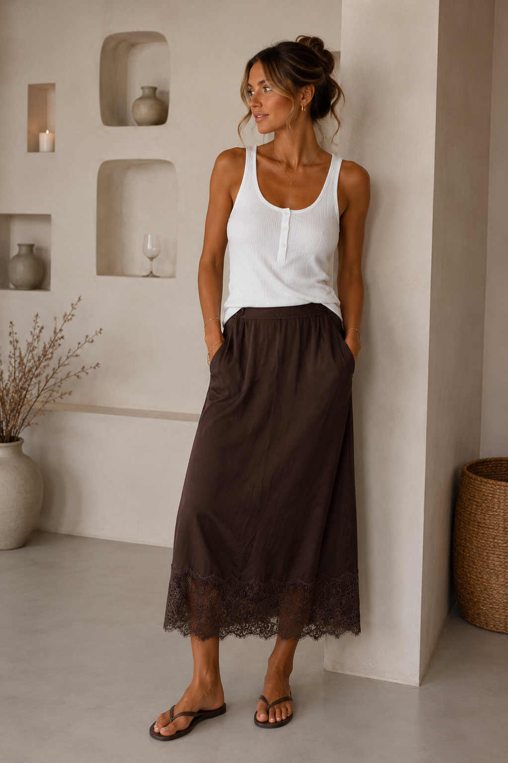 Satin Rock Braun Spitze
