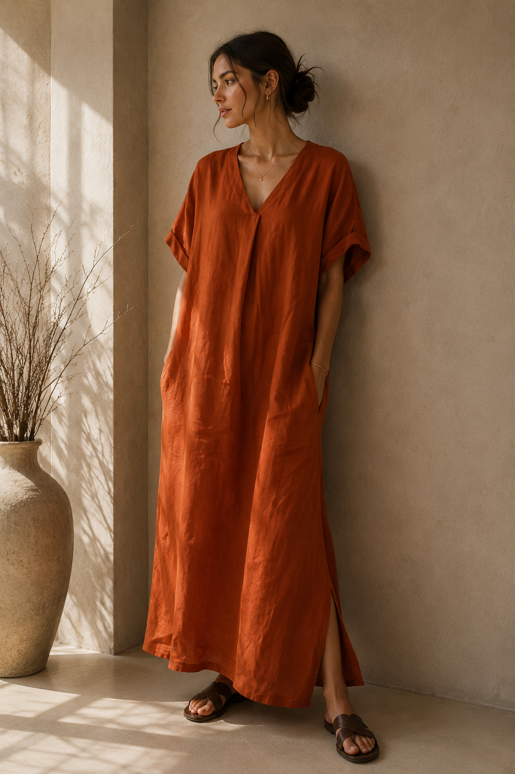 Kleid Lang Leinen