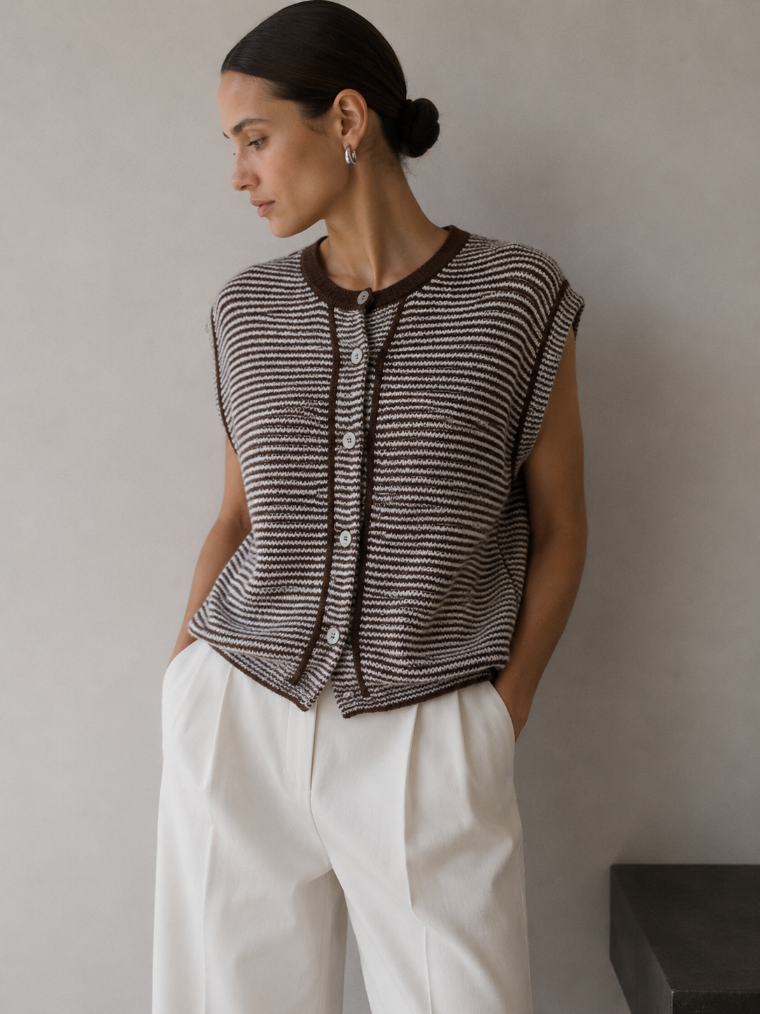 Cardigan ohne Arm Streifen