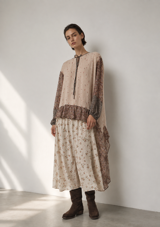 Kleid Flower Beige
