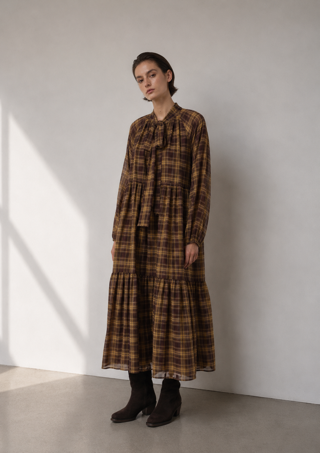 Kleid Karo Braun