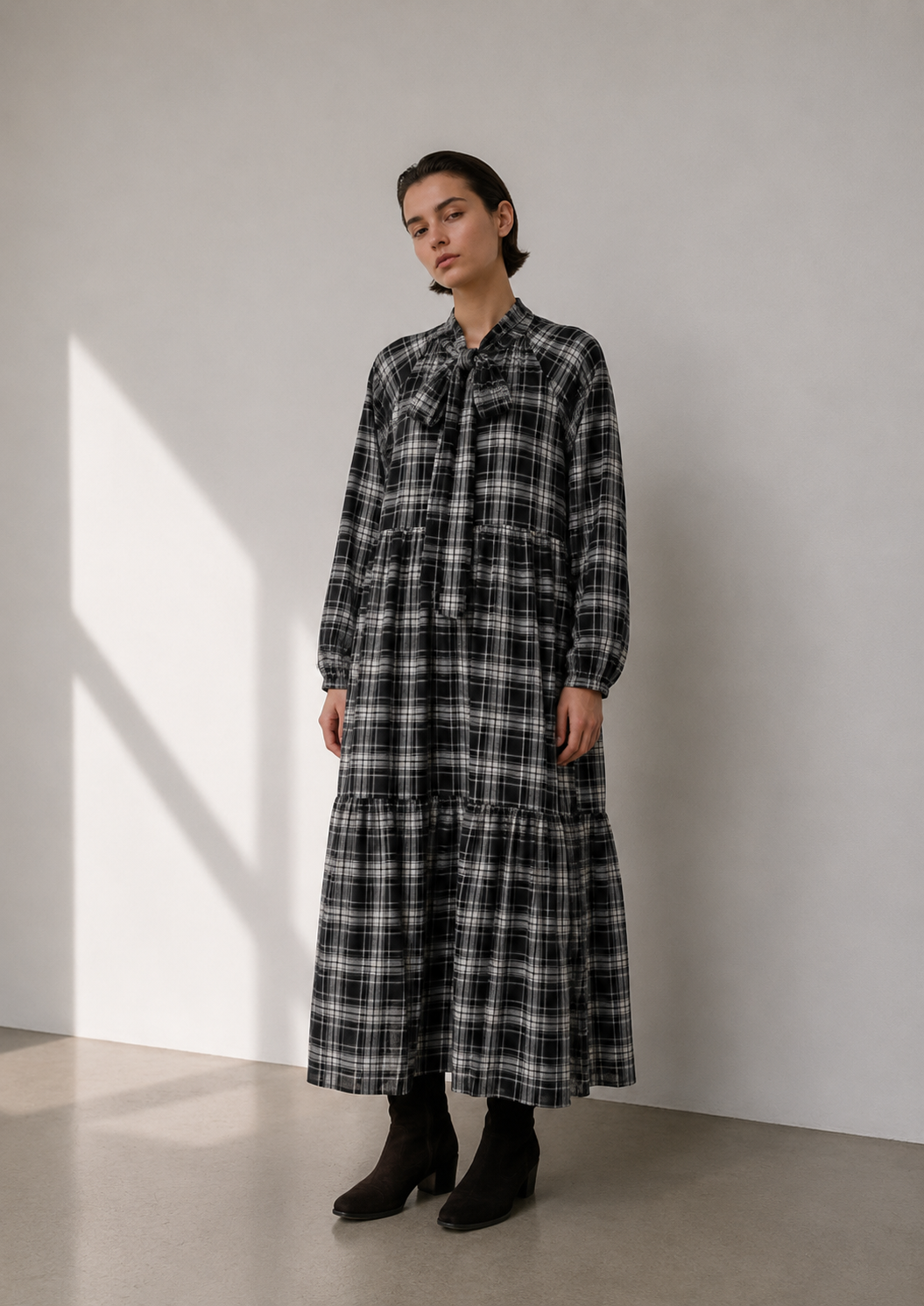 Kleid Karo Schwarz
