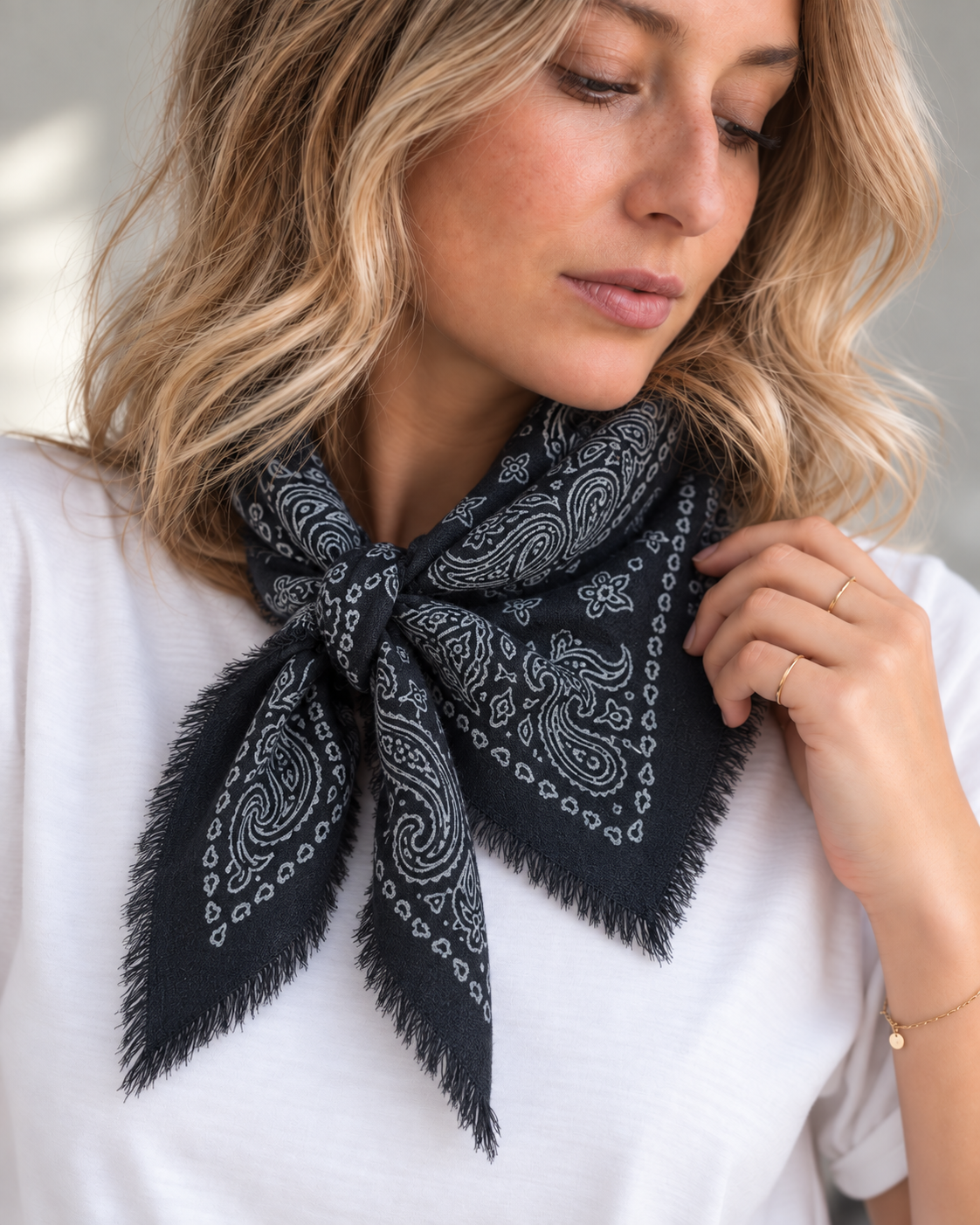 Tuch Paisley Schwarz