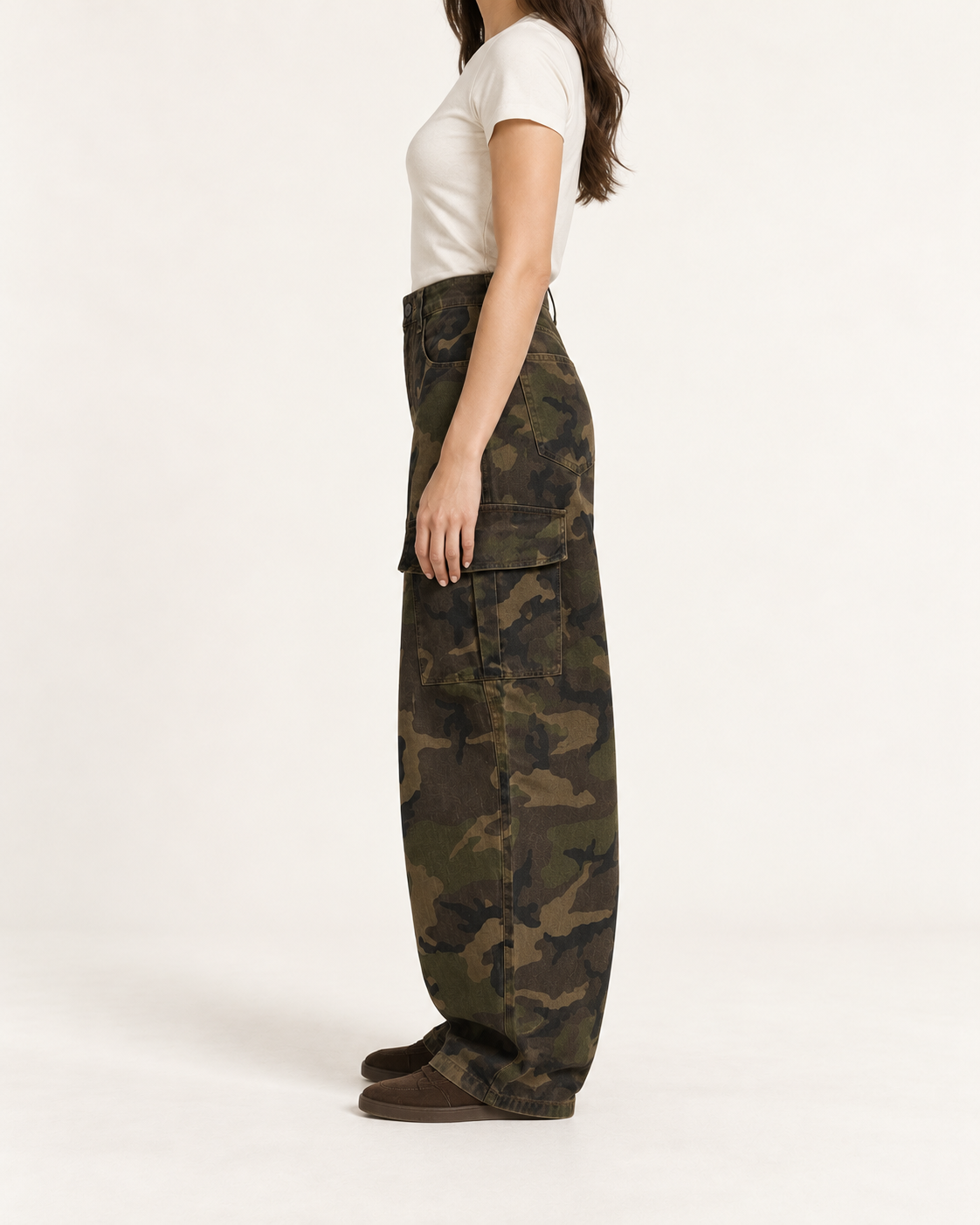 Ballon Cargohose mit Camouflage Muster Olive