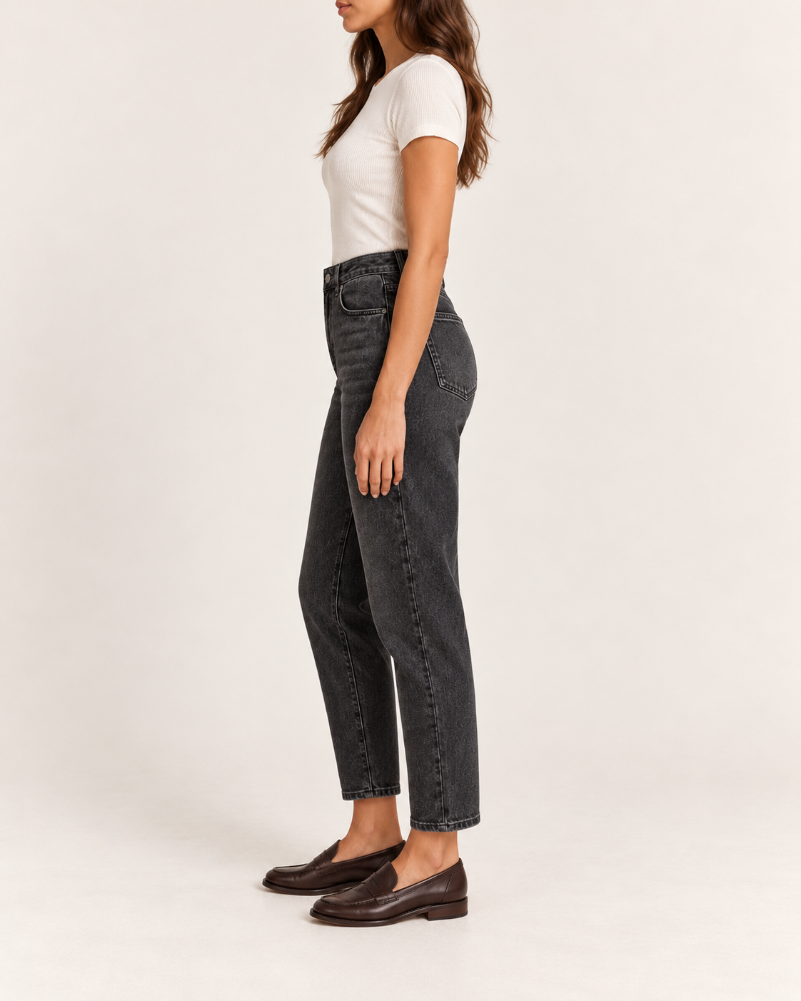 Mom-Jeans Mid Rise – Washed Anthrazit