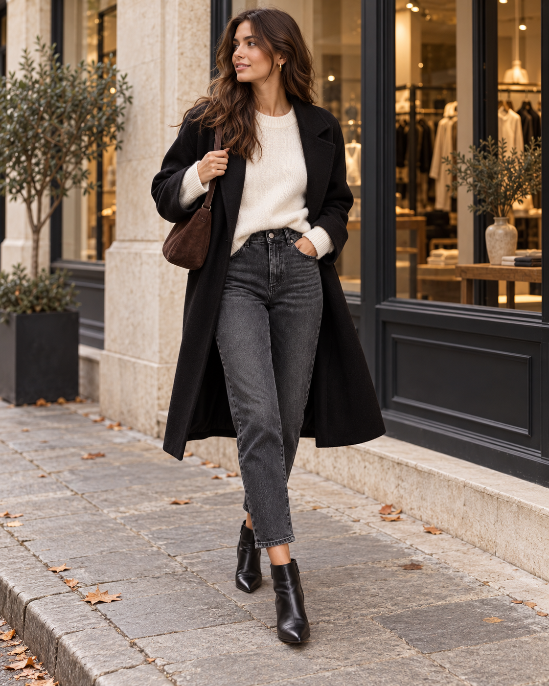 Mom-Jeans Mid Rise – Washed Anthrazit
