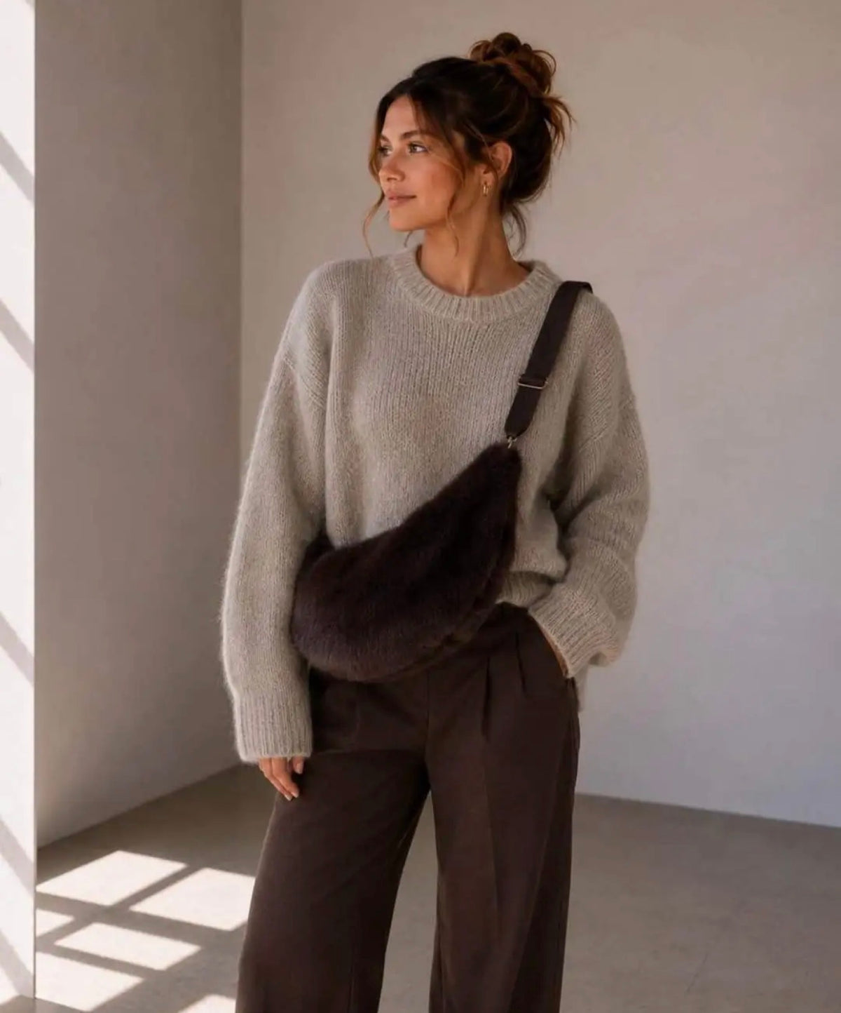 Crossbody-Bag Fluffy – Schokobraun